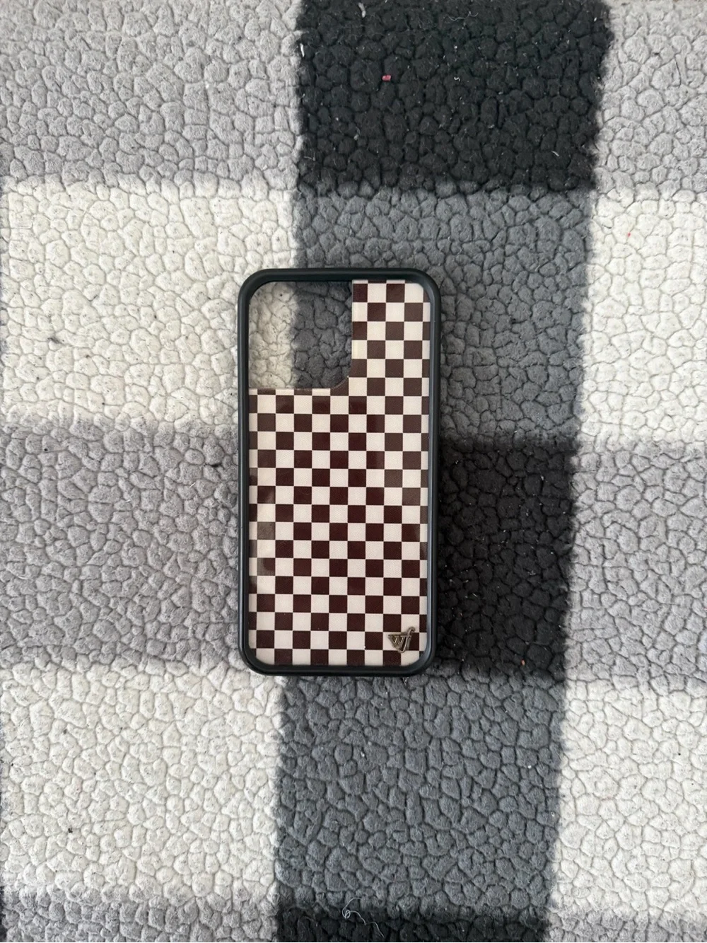Wildflower Brown and White Checkerboard Phone Case